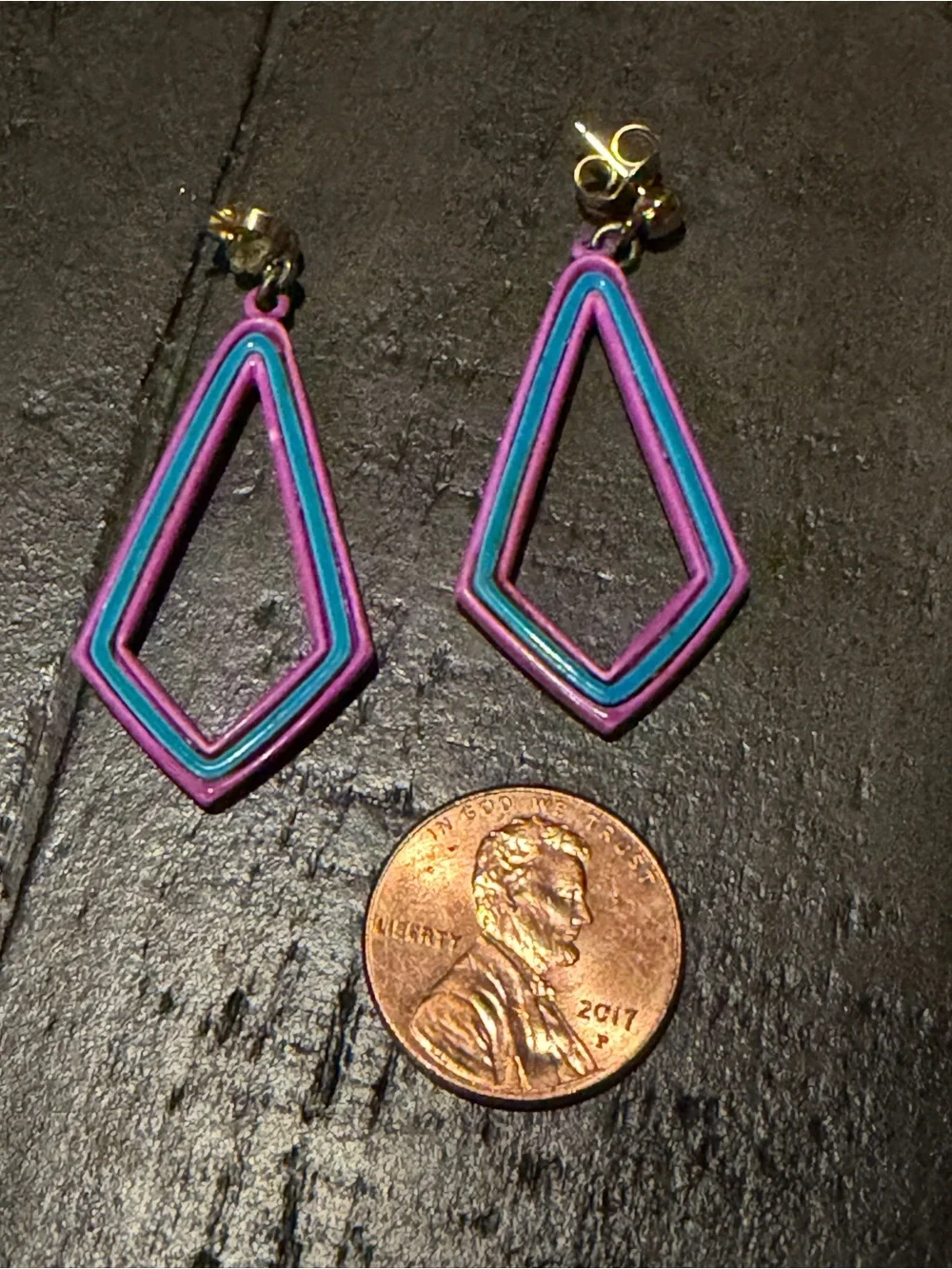 Vintage 1960s Pink Geometric Drop Earrings